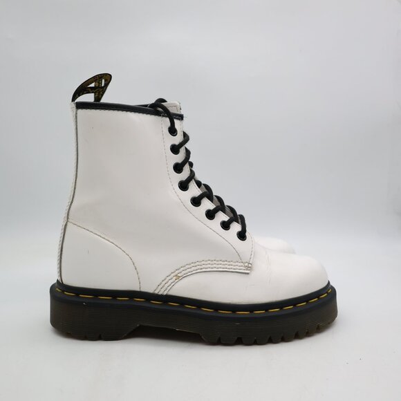 Doc Dr. Martens 1460 Bex Women's Size 7 White Patent Leather Lace Up Boots - Picture 1 of 10